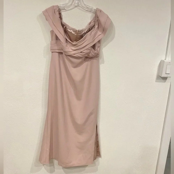 Theia Off the Shoulder Midi Dress Size 12 EUC - Picture 2 of 5